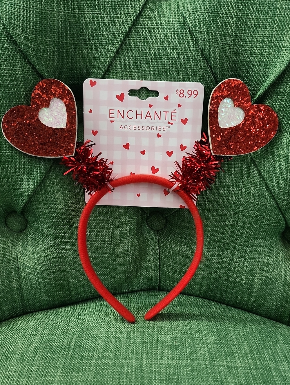 Red Glitter Heart Headband for Kids